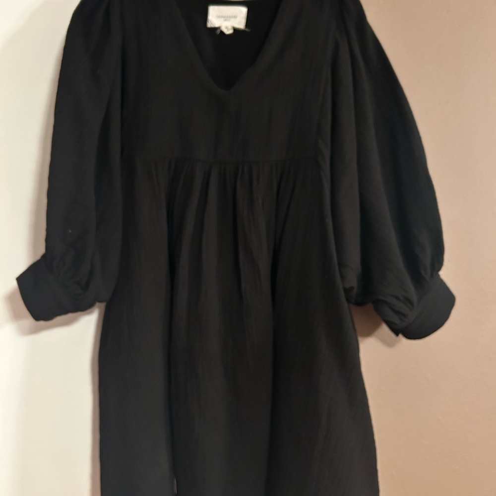 Black Puff Sleeve Tuckernuck Pomander Place Gause Dress M